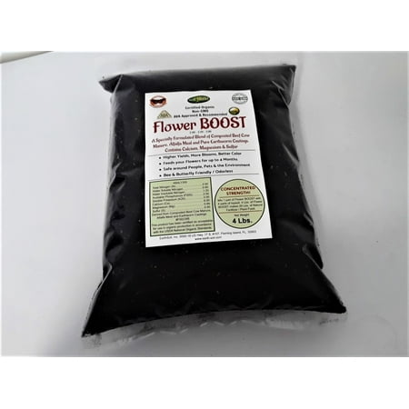 Flower BOOST Organic Fertilizer, Flower Plant Food. Specially Formulated for Flowers. Composted Beef Cow Manure and Alfalfa with Worm Castings. Concentrated Strength. 4 Lbs. makes 20 (Best Manure For Compost)