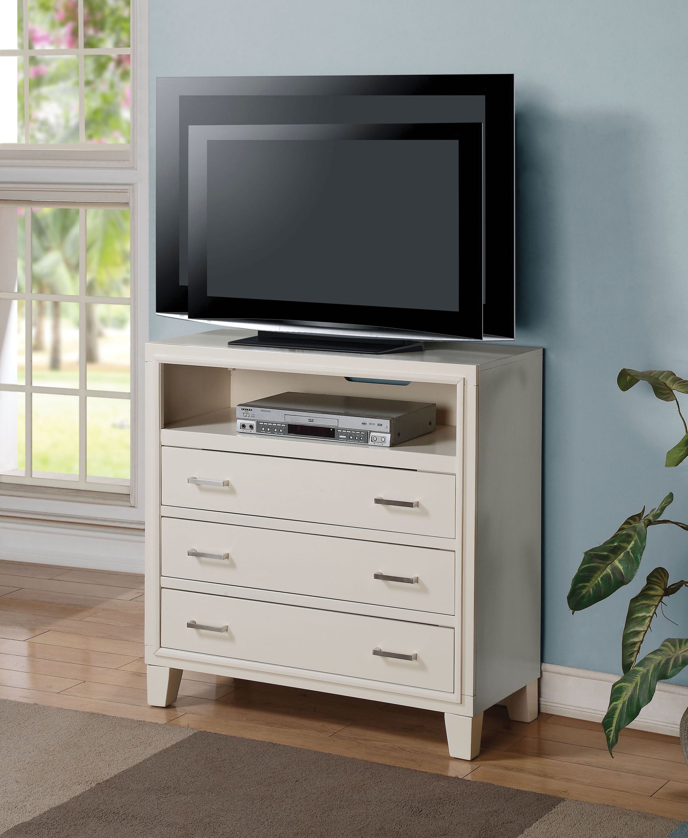 ACME Tyler White TV Console for Flat Screen TVs up to 32"