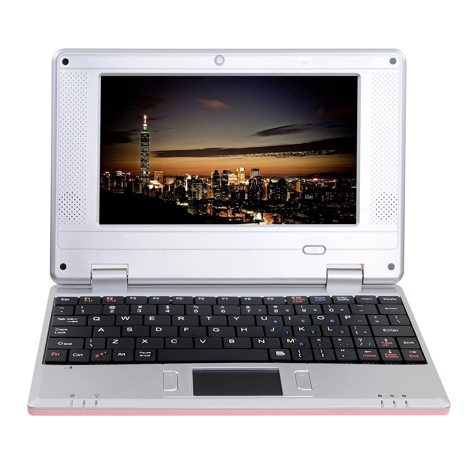 Goldengulf 7 Inch Portable Mini Computer Laptop PC Netbook for Kids Android 12 Quad Core 32GB WiFi Built in Camera YouTube Flash Player-Pink
