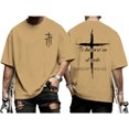 thumbnail image 2 of adaychics Mens Cross Shirt Crew Neck Cross Print Spanish Bible T-shirt Short Sleeve Oversized Casual Tops for Party Daily, 2 of 7
