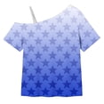 thumbnail image 6 of HAOTAGS Girls Short Sleeve T-Shirts, Cute Casual Summer Round Neck Tee Printed One-Shoulder Tops Blue Size 11, 6 of 9