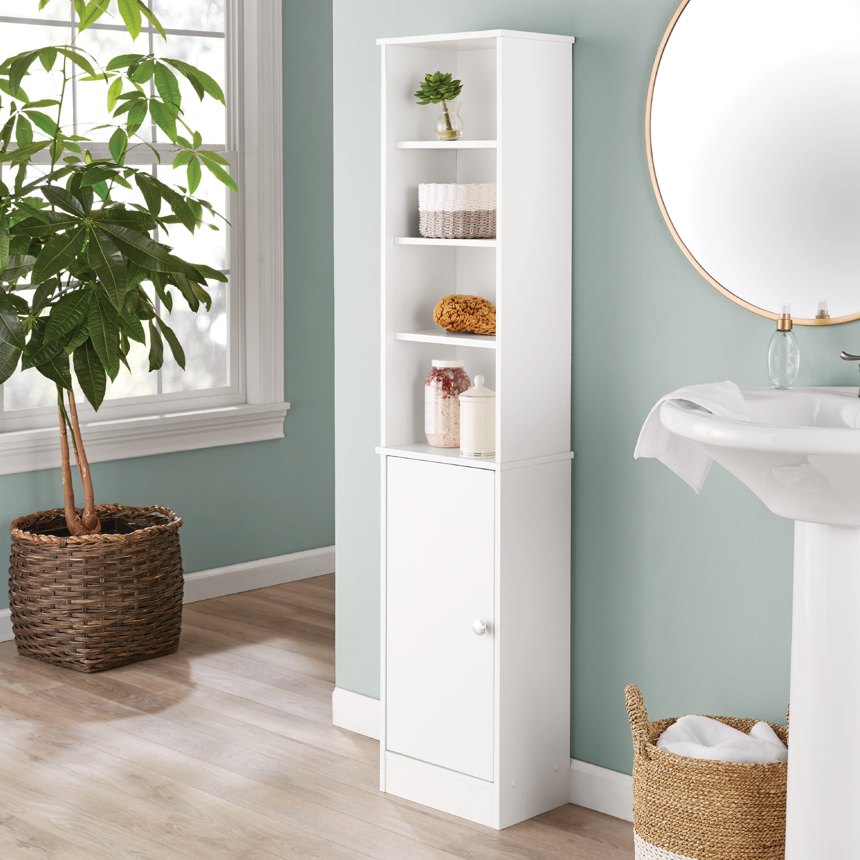 Home Bath Caddies & Storage Bathroom Linen Tower Tall White Bath ...