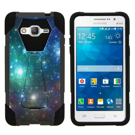 Case for Samsung Grand Prime | GRAND Prime Hybrid Cover [ Shock Fusion ] High Impact Shock Resistant Shell Case + Kickstand - Blue Space