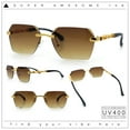 thumbnail image 2 of Luxury Rimless Beveled Rectangle Lens Jaguar Metal Figurine Arm Sunglasses Gold Brown - Brown, 2 of 8