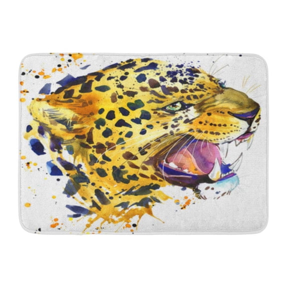 SIDONKU Blue Danger Leopard Growls Graphics Splash Watercolor for Jaguar Doormat Floor Rug Bath Mat 30x18 inch