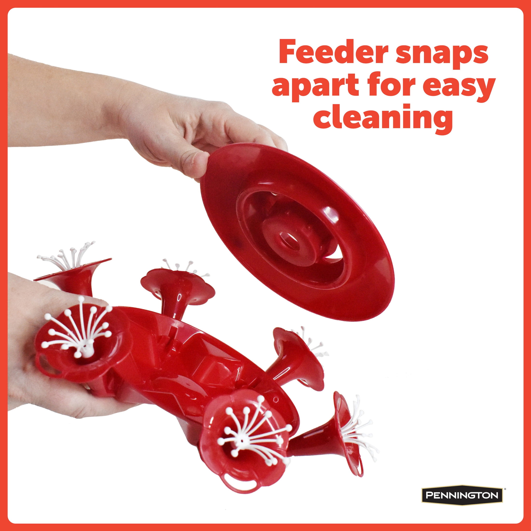 Pennington Large Plastic Red Hummingbird Bird Feeder, 64 oz. Capacity