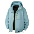 thumbnail image 3 of Brondbend Waterproof Rain Jacket Mens Sports Multi-bag Long Sleeve Mountaineering Hooded Casual Outwear Jackets Loose Fit Fall Winter Outdoor Hiking Workout,Light Blue, 3 of 4
