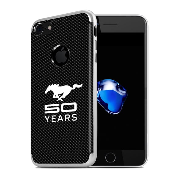 iPhone 7 Case, Ford Mustang 50 Years PC+TPU Shockproof Black Carbon Fiber Textures Cell Phone Case