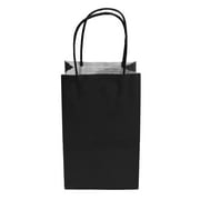 12 CT Small Black Kraft Bags, Party Favor Bags, Food Safe Ink & Paper, Sturdy Twisted Handle (Small, Black)
