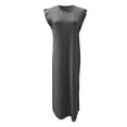 thumbnail image 4 of Vestido largo informal sin mangas con abertura para mujer: vestido camisero holgado con bolsillos laterales, perfecto para vacaciones/viajes, tejido ligero, tallas S-XXL, 4 of 4