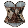 thumbnail image 6 of Abomasnow Corset Tops for Women Vintage Floral Print Strapless Denim Bustier Shapewear Tops Trendy Lace-Up Back Push Up Bodyshaper Tops, 6 of 9