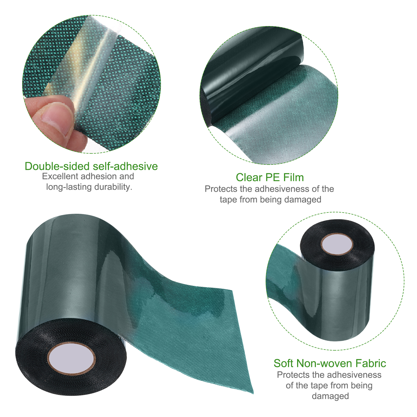 Uxcell Artificial Grass Tape 5.91" x 32.8 ft Double-Sided Turf Seam Tape, Green