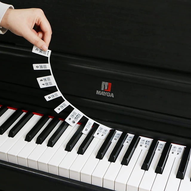 Removable Piano Keyboard Note Labels - Silicone Piano Notes Guide for Beginner, Piano Key Music Notes Letter Label without Stickers for 88-Key Full Size, Reusable and Comes with Box(Classic Black)