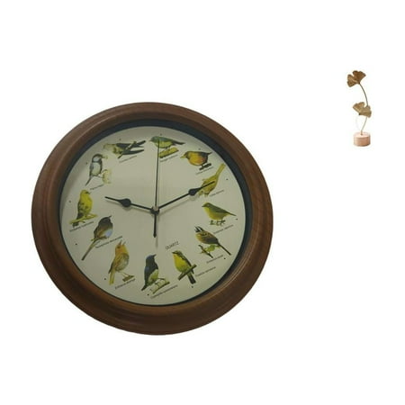 Wall Clock Metal Leaf Sculpture Birdsongs Unique Nordic Design Home Office Gift for Family Friends