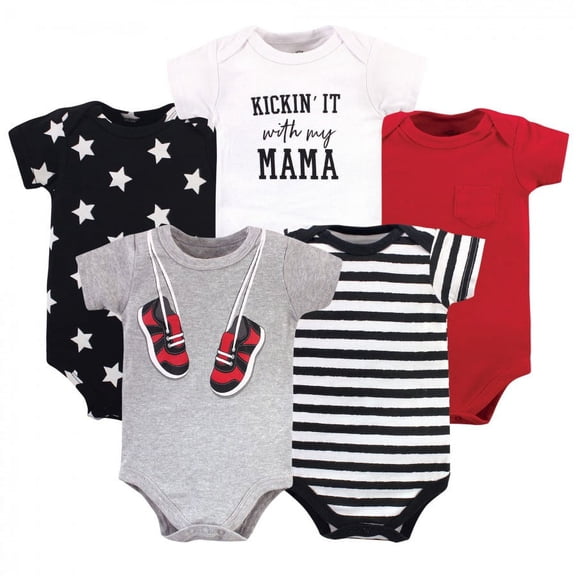 Little Treasure Baby Boy Cotton Bodysuits, Sneakers, 6-9 Months