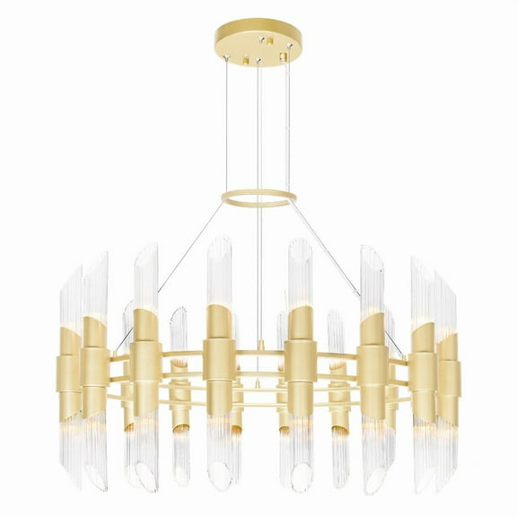CWI Lighting Croissant 36 Light Contemporary Metal Chandelier in Satin Gold
