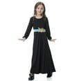 thumbnail image 5 of REDARER Girls Abaya Dress with Contrast Trim & Embellished Belt Black Long Robe Arabic Style Casual Dress for Kids,13-15 Years, 5 of 9