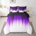 thumbnail image 2 of Manfei Neon Purple Lines Bedding Comforter Set 7 Pieces, Modern Gradient Queen Bedding Sets, Contemporary Geometric Queen Sheet Sets, Luxury Bedroom Decor, 2 of 8
