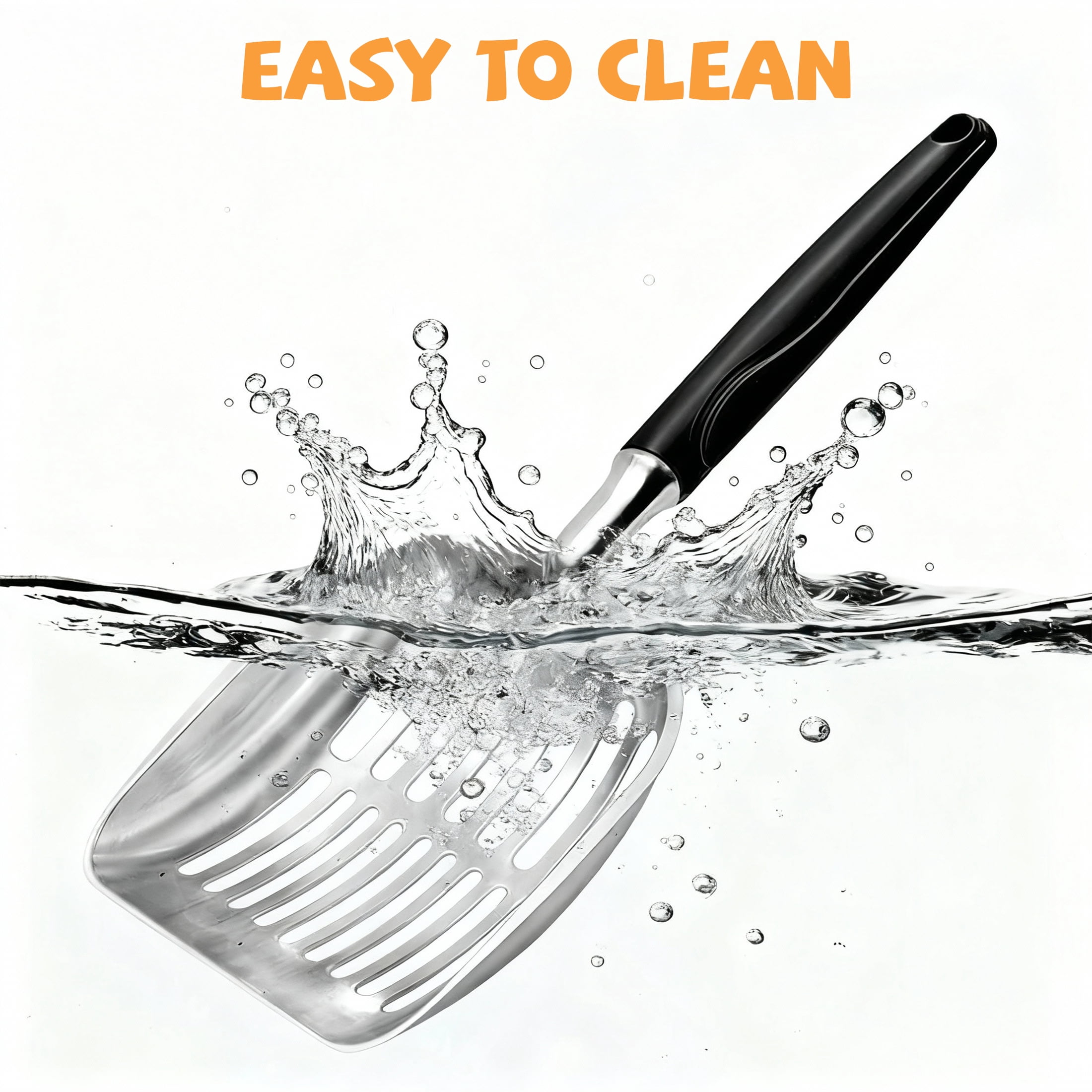 Cat Litter Scoop, Metal Cat Scooper with Deep Shovel and Long Handle, Poop Sifting, Kitty Litter Scooper for Cat Litter Box