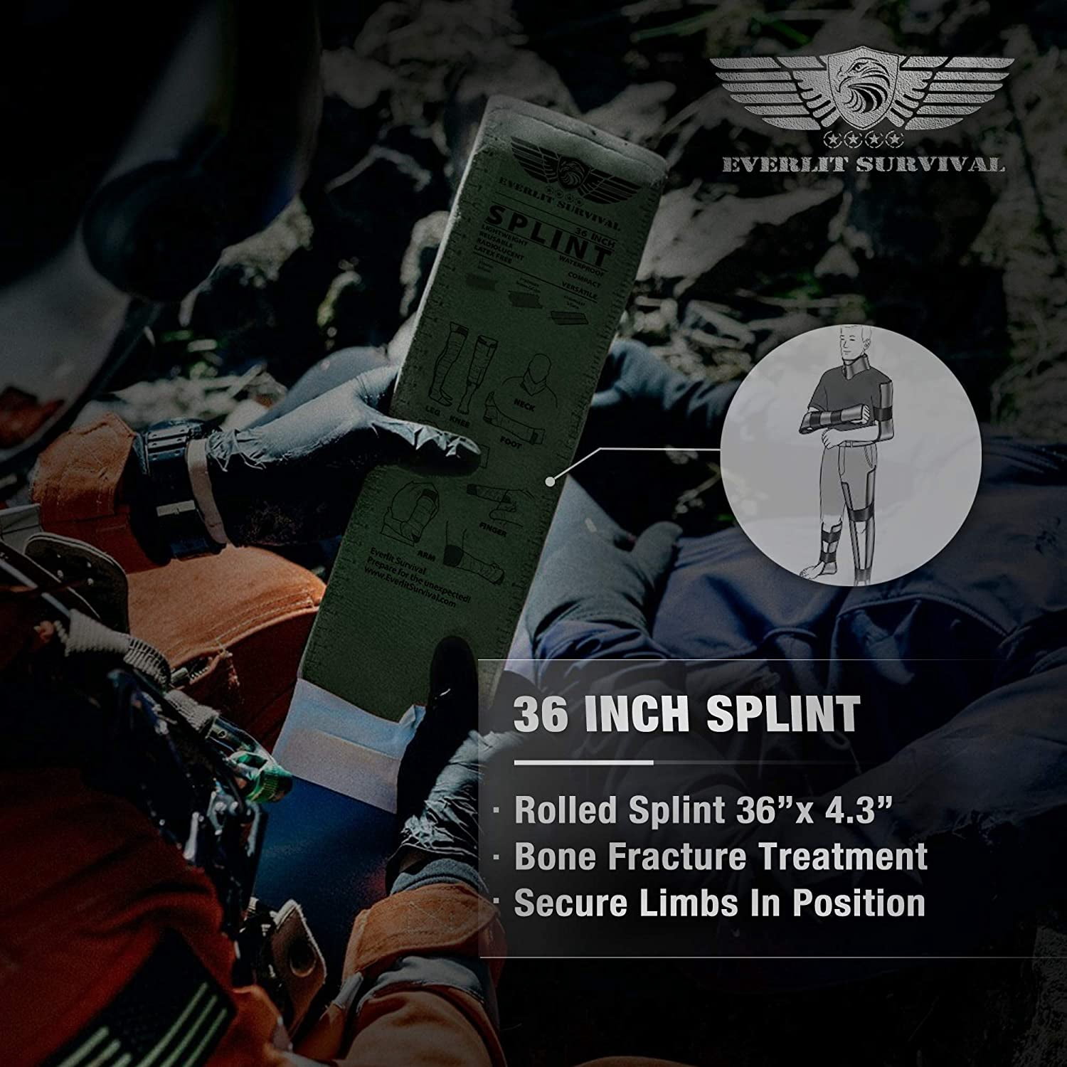 Emergency Trauma Kit, CAT GEN-7 Tourniquet 36" Splint, Military Combat Tactical IFAK for First Aid Response, Critical Wounds, Severe Bleeding Control
