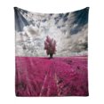 thumbnail image 1 of Nature Soft Flannel Fleece Throw Blanket, Surreal Enchanted Oniric Meadow with Single Tree Idyllic Unusual Scene, Cozy Plush for Indoor and Outdoor Use, 70" x 90", Fuchsia Petrol Blue, by Ambesonne, 1 of 6
