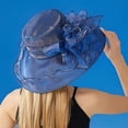 thumbnail image 7 of Fgnfyis Elegant Womens Wide Brim Sun Hat Floral Design Summer Beach Dress Hat for Outdoor Wedding Shower Navy One Size, 7 of 7