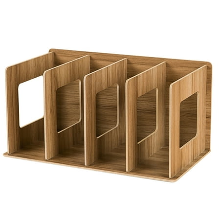 - Creative Wooden DIY Desktop Book CD Storage Sorting Bookends Office Carrying Shelves - Cherry Wood Color