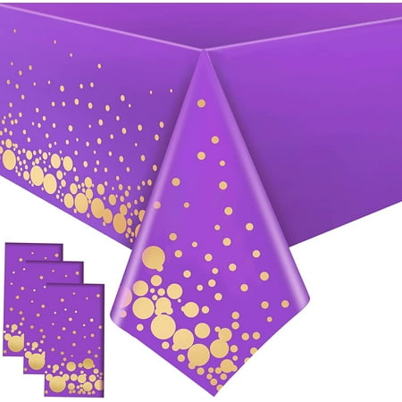

Plastic Table Cover Sprinkle Tablecloth Disposable Rectangle Tables Party Dot Confetti 51 x 71 Inch for Thanksgiving Christmas Birthday Wedding Anniversary (Purple 3 Pieces)