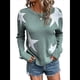 thumbnail image 2 of Suéter Informal de Punto con Cuello Redondo y Hombros Caídos con Estampado de Estrellas para Mujer Verde XL, 2 of 9