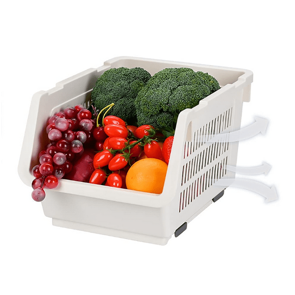 nipocaio Storage Stacking Basket Removable Shelves Plastic Storage Rack Stand Stacking Stackable Basket Large Stack Storage Baskets for Vegetable Fruit Food Storage Basket Rack Organizer (Beige)