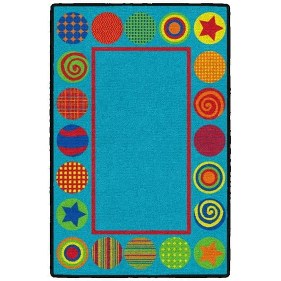 Flagship Carpets CE330-08W 3 x 2 ft. Patterned Circles Rug Mat - Rectangle