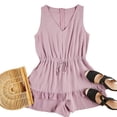thumbnail image 4 of High Waist Tank Rompers V Neck Beach Womens Flowy Ruffle Layered Shorts Jumpsuit, 4 of 5