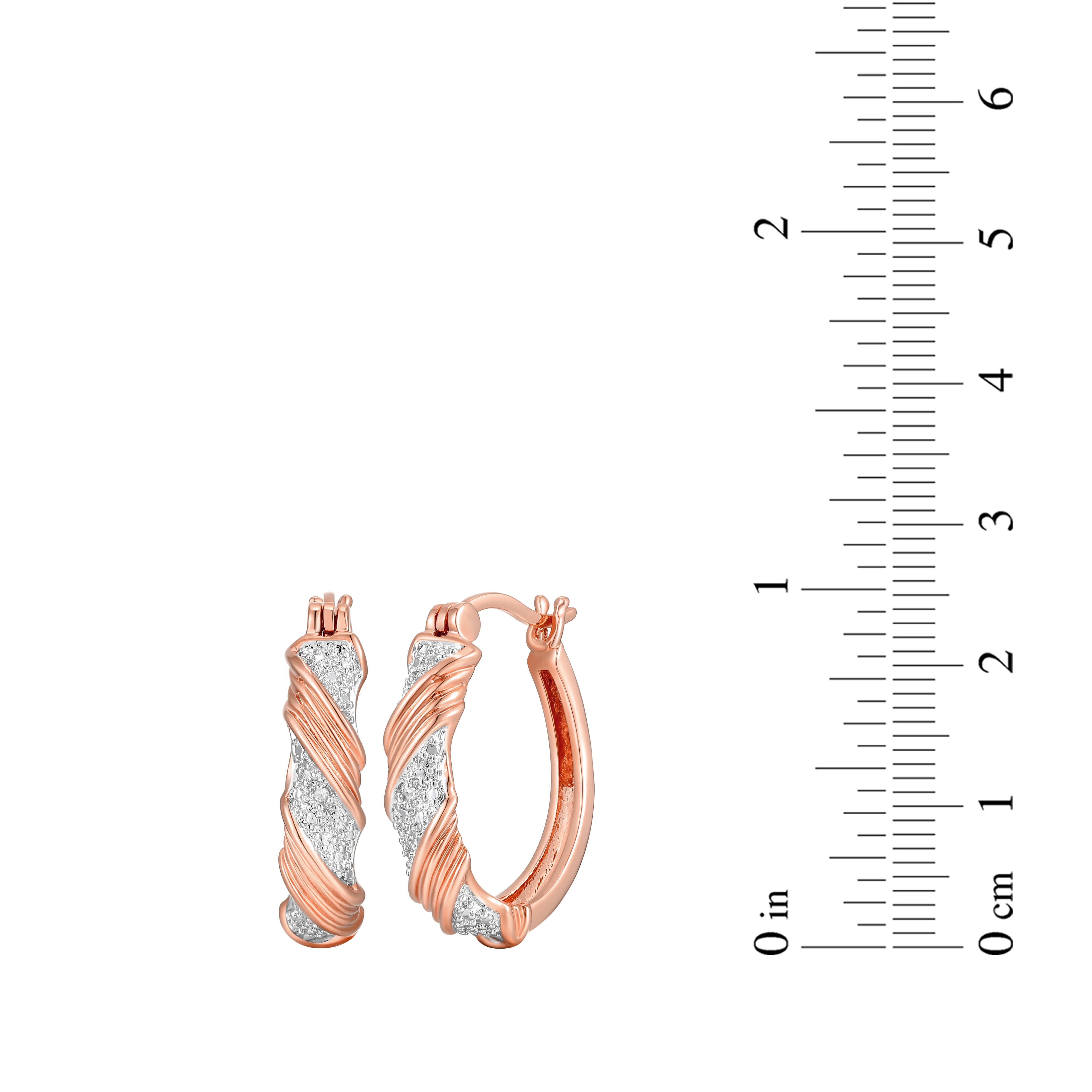 Forever Facets Diamond Accent Swirl Hoop Earrings in 14k Rose Gold over Bronze, Adult Female
