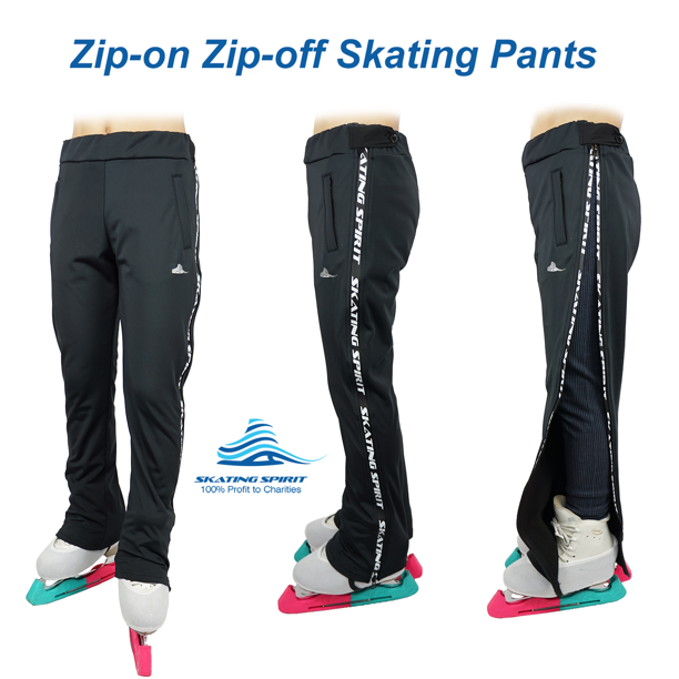 Ice Skating Zip on Zip Off Training Pants for Youth, Put on and take