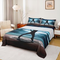 Homewish Baseball Print Boy Twin Sheet Sets 3pcs,Ball Game Twin Fitted Sheet Microfiber,Sport Gamer Breathable Flat Sheet,Breathable Home Decor