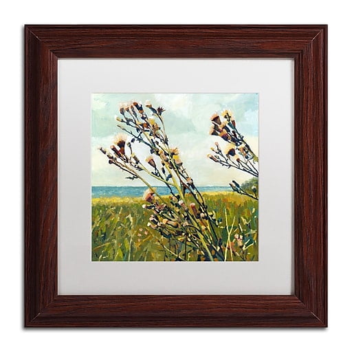 Trademark Fine Art "Thistles on the Beach" Canvas Art by Michelle Calkins, White Matte, Wood Frame