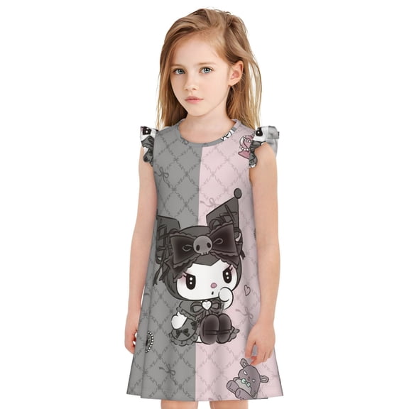 Kuromi Girls Nightgowns Casual Dress Sleepwear Soft Cute Pajamas for Kids S