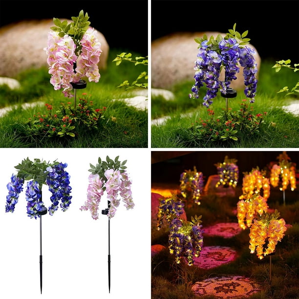 Ganfancp Luces Led, Energía Solar Wisteria Flor Luces, Patio Exterior Montado En El Suelo Luces, Luces, Jardín Simulado Flor Luces Decorativas Liquidación Ventas Hoy Ofertas Prime 1X Lámpara Decorati