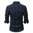 thumbnail image 7 of Wyobmus Men's Twill Button Down Shirt Regular Fit Dress Shirts Long Sleeve Plaid Flannel Casual Shirts Spread Collar Business Work Shirts Blouses N-Blue, 7 of 7