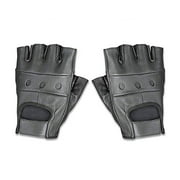 Raider Leather Fingerless Men's Motorcycle Premium Driving Gloves (Black, Large)