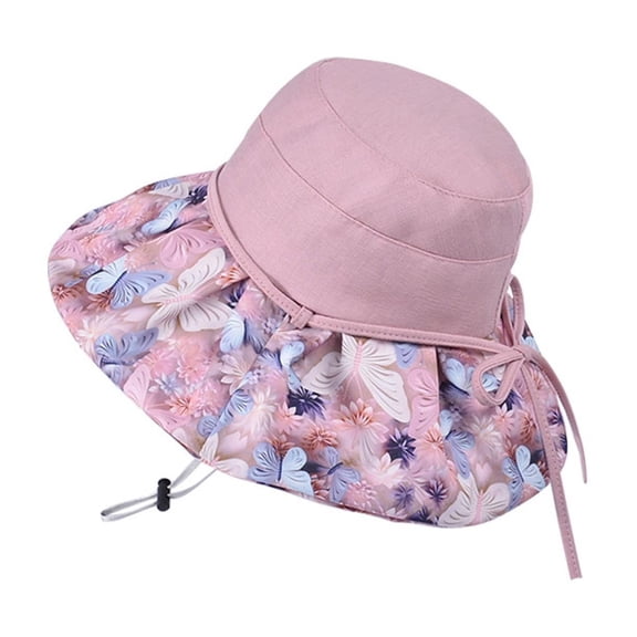 WeikingpFisherman's Hat Wide Brim HatWomen's Spring And Summer Large Brimmed Sunshade Hat Outdoor Travel Covering Fisherman's Hat Fashion Sun Hat Cruise Hats For Women Pink One Size Clearance！