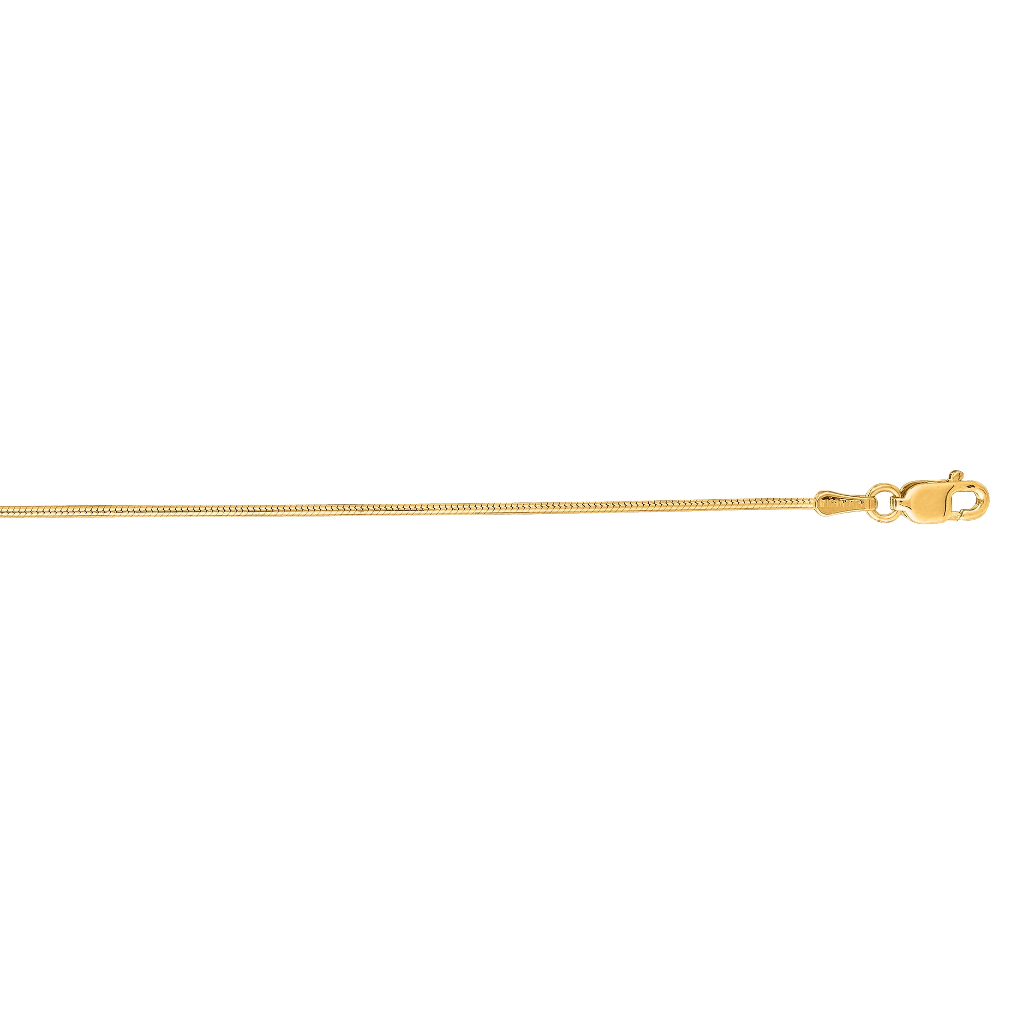 14K Yellow Gold 18" 0.9 mm Round Snake Chain with Lobster Clasp