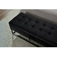thumbnail image 5 of 58.6" End of Bed Bench with Metal Base, Tufted Upholstered Bedroom Ottoman Bench Seat, Velvet Storage Bench with Flip Top, Black, 5 of 9