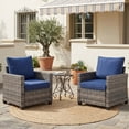 thumbnail image 2 of Decksplore2 Piece Outdoor Patio Armchair Set, Wicker Rattan Single Sofa Chairs with 4.3" Cushions & High Backrests, All-Weather Porch Chairs for Balcony Deck, Blue, 2 of 9