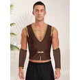 thumbnail image 3 of RUNQHUI Men's Medieval Pirate Vest Lace Up Medieval Renaissance Gothic Shirt with Sleeves Brown S, 3 of 6