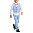 thumbnail image 3 of ITSAME Boys Outfits 3-Piece Long Sleeve Button Up Shirt & Dress Pants & Cap Kids Wedding Party Performance Set Blue Size 3T, 3 of 10