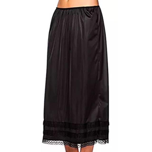 ITFABS Jupe Femme Solide Lisse Dentelle Taille Élastiquée Jupe Ample Robe