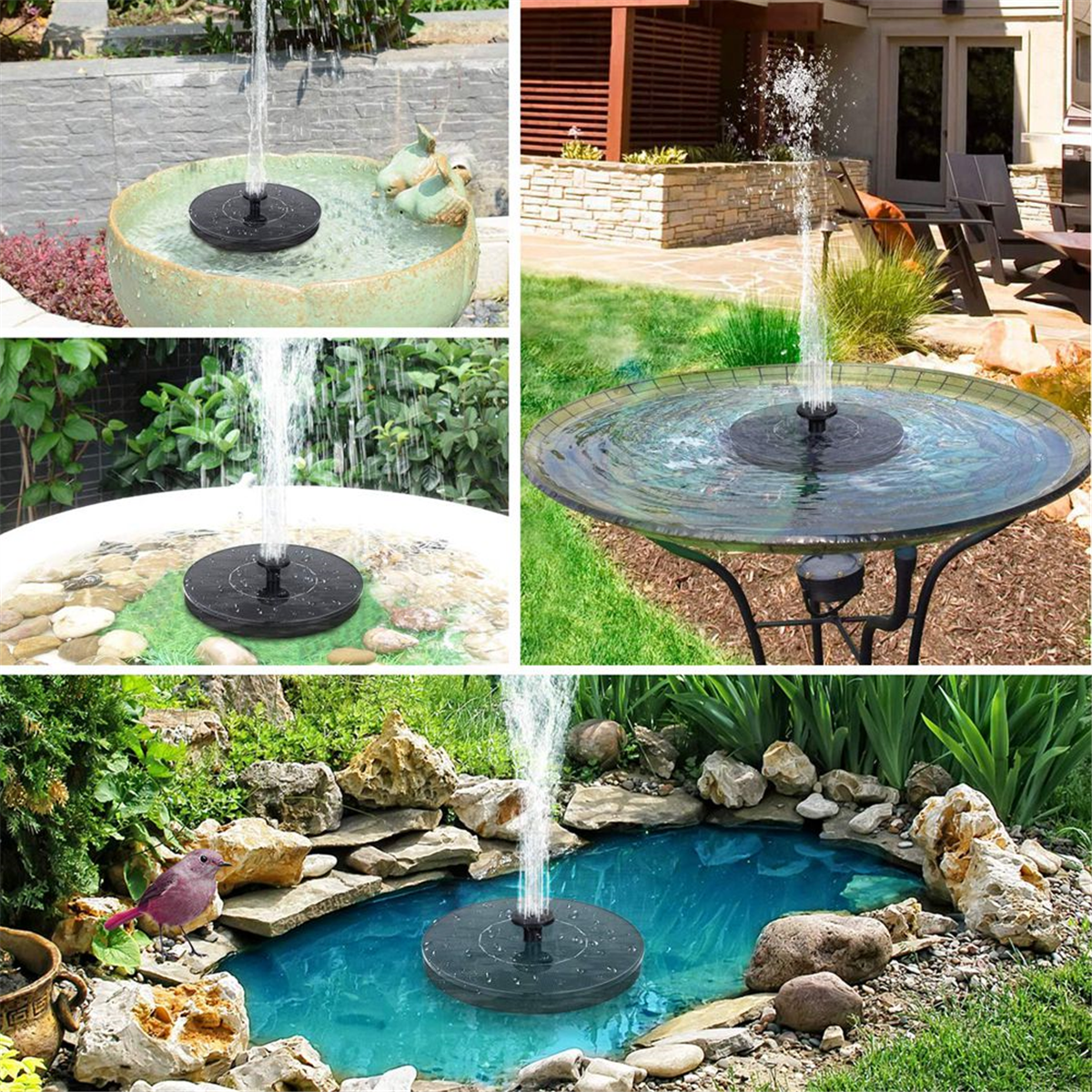 Solar Bird Bath Fountain Pump, Upgrade 3.5W Solar Fountain with 6 Nozzle, Free Standing wm58