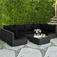 thumbnail image 2 of Gymax 7PCS Rattan Patio Conversation Set Sectional Furniture Set w/ Black Cushion, 2 of 10