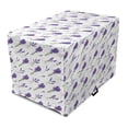 thumbnail image 1 of Floral Dog Crate Cover, Image of Repeated Lavender Bouquets from Summer on Plain Backdrop, Easy to Use Pet Kennel Cover for Medium Large Dogs, 35" x 23" x 27", Violet Fern Green, by Ambesonne, 1 of 6